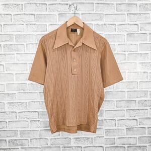 Vintage 70s Towncraft JCPenney Cable knit Polo shirt Beige size Large